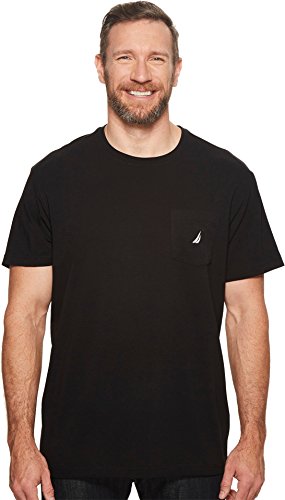 Nautica Herren Solides Rundhalsausschnitt, kurzärmelig und Tasche T-Shirt, True Black, 4X-Large Hoch von Nautica