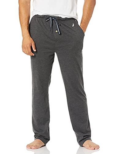 Nautica Herren Weiche Strick-Schlaf-Loungehose Pyjamaunterteil, Charcoal Heather, Large von Nautica