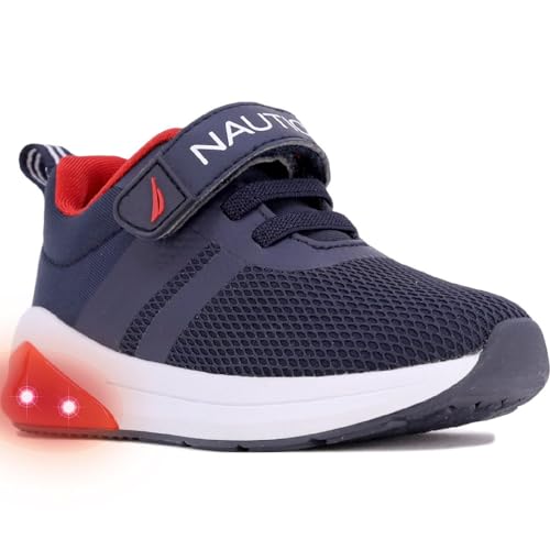 Nautica Kids Boys Fashion Sneaker zum Reinschlüpfen, Athletic Laufschuhe für Kinder und Kleinkinder, Tattoon, Schwarz, Buoy Lights Marineblau/Rot, 22 EU von Nautica