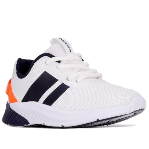 Nautica Kids Boys Lace-Up Fashion Sneaker Breathable Athletic Running Shoe-Manalapin Mesh Toddler-White Midnight Orange-9 von Nautica