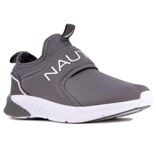 Nautica Kids Youth Athletic Fashion Sneaker Running Shoe Slip On- Boy - Girl Little Kid Big Kid-Coaster Youth-Grey White Size-4 von Nautica