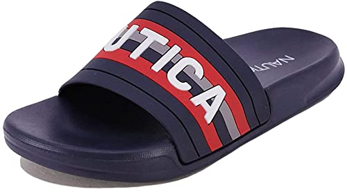 Nautica Kinder Jungen Slip-On Athletic Slide - Big Kid - Little Kid Boy, Stono Red Navy, 12.0 cm von Nautica