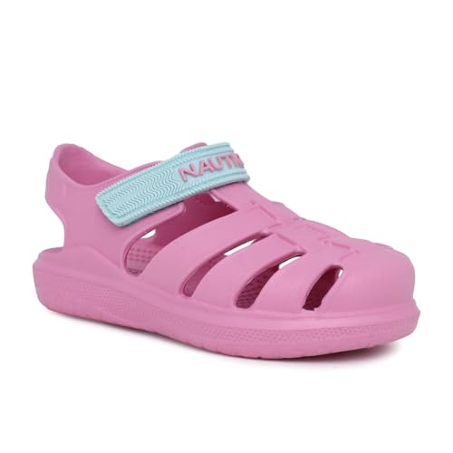 Nautica Lässige Kinder-Sandalen mit geschlossenem Zehenbereich, leicht, bequem, für Kleinkinder und Mädchen, Prisim Pink Aqua, 16.0 cm von Nautica