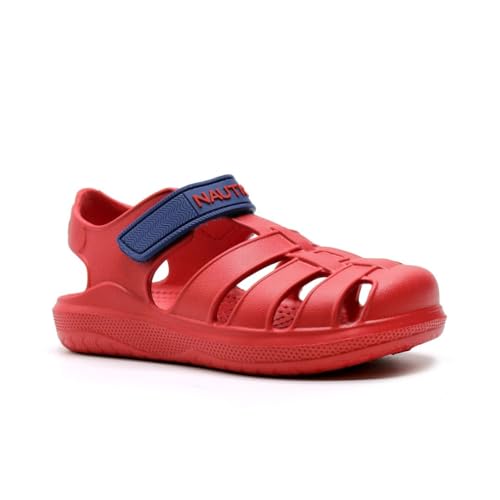 Nautica Lässige Kinder-Sandalen mit geschlossenem Zehenbereich, leicht, bequem, für Kleinkinder und Mädchen, Rot/blau/marineblau, 14.0 cm von Nautica