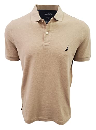 Nautica Men Classic Fit Polo Pique T-Shirt (X-Large, Camel Heather) von Nautica