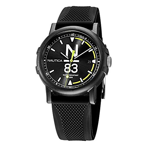 Nautica Men's Quartz Silicone Strap, Black, 20 Casual Watch (Model: NAPEPS106) von Nautica