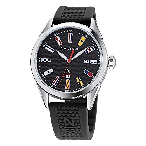 Nautica Men's Quartz Silicone Strap, Black, 20 Casual Watch (Model: NAPHBF004) von Nautica