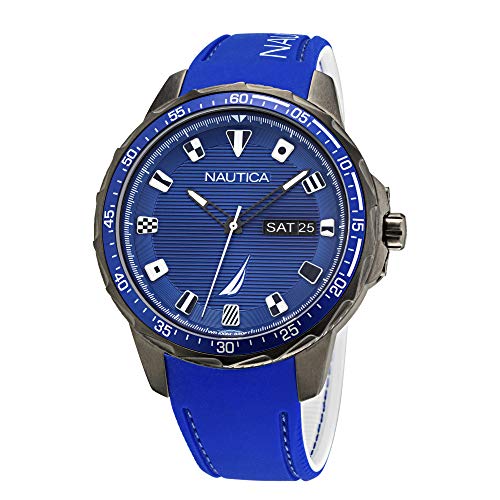 Nautica Men's Stainless Steel Quartz Silicone Strap, Blue, 22 Casual Watch (Model: NAPCLF003) von Nautica