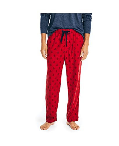 Nautica Men's Sustainably Crafted Printed Fleece Sleep Pant, Red, S von Nautica