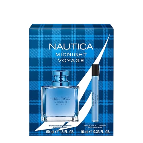 Nautica Midnight Voyage Geschenkset mit zwei Eau de Toilette für Herren, Duft Fougère Mann, 50 ml und 15 ml von Nautica
