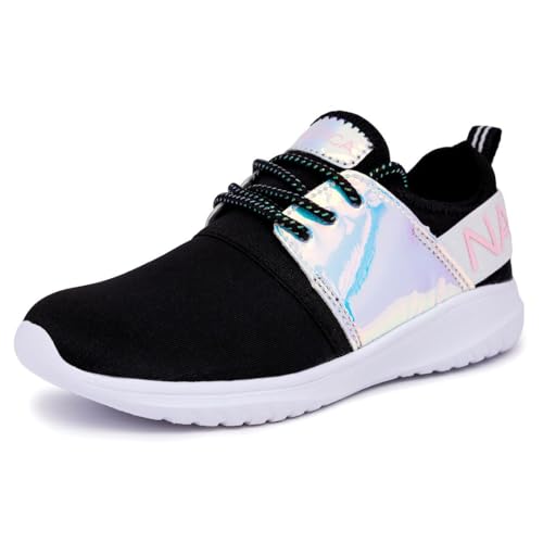 Nautica Missy Youth Girls Athletic Fashion Cross Trainer Lace Up Running Sneakers-Kappil Metallic-Iridescent Black-2 von Nautica