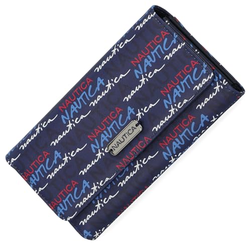 Nautica Money Manager RFID Slim and Small Wallet for Women - Credit Card Holder with Coin Purse and Zipper Wallet, Women's Clutch Organizer, Americana, Einheitsgröße von Nautica