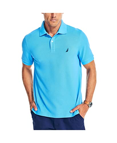 Nautica Nachhaltig gefertigtes Deck-Poloshirt für Herren mit klassischer Passform, Blau (Azure Blue), Mittel von Nautica