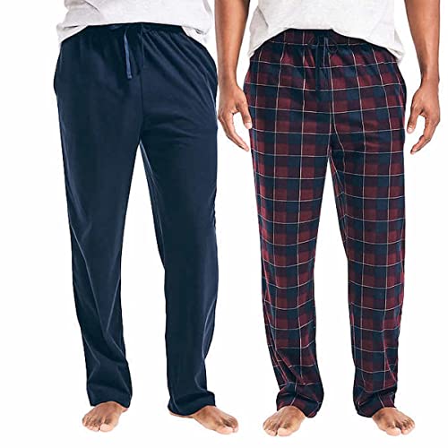 Nautica Pyjamahosen-Set für Herren, aus weichem Fleece, 2 Stück, Schiffswrack, Burgunderrot, XX-Large von Nautica