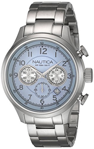 Nautica Herren Chronograph Quarz Uhr mit Edelstahl Armband A19631G von Nautica
