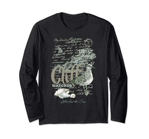 Möwe Maritim Ocean Life Strandhaus Kliff Geschenk Damen Herren Langarmshirt von Nautical Cruise Theme NuL Kids Teens Boy Girl Tees