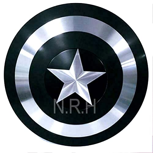 Handgefertigtes Captain America Schild Avengers Armor Shield 61 cm schwarzes rundes Design Lederfutter von Nautical Replica Hub