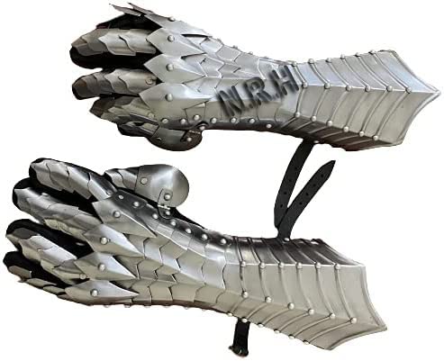 Mittelalterliche Nazgul Fantasy SCA Armor Gauntlets Handschuhe, voll funktionsfähige Rüstung, Silber-Finish, Handschuhe, Warrior Metal Gauntlets von Nautical Replica Hub
