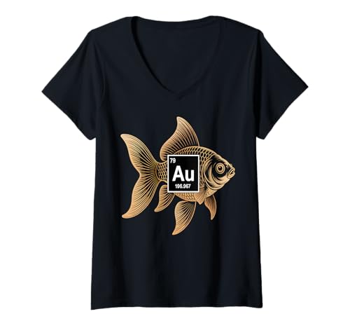 Damen Goldfisch-Element Au T-Shirt mit V-Ausschnitt Damen Goldfisch-Element Au T-Shirt mit V-Ausschnitt von Nautical Science Apparel Co.