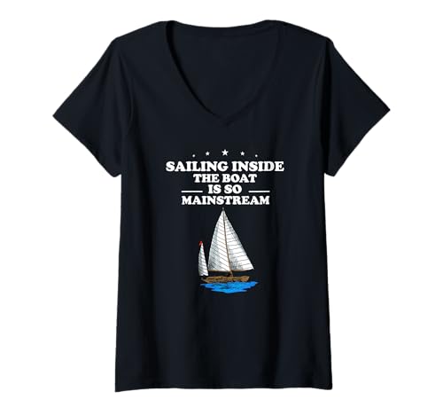 Damen Außerhalb des Bootes Segeln Ist Das Wahre Abenteuer T-Shirt mit V-Ausschnitt Damen Außerhalb des Bootes Segeln Ist Das Wahre Abenteuer T-Shirt mit V-Ausschnitt von Nautischer Humor und Meeresfreunde