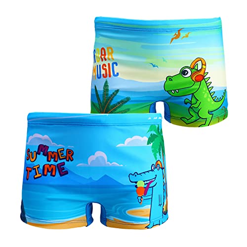 NautySaurs 2er-Pack Jungen Badehose 1-10 Jahre Kinder Bademode Kleinkind Kinder niedliche Dinosaurier Shorts, Dinosaurier, Beach und Music, 5-6 Jahre von NautySaurs