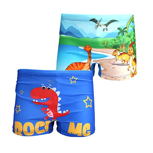 NautySaurs 2er-Pack Jungen Badehose 1-10 Jahre Kinder Bademode Kleinkind Kinder niedliche Dinosaurier Shorts, Dinosaurier und Plesiosaurier, 5-6 Jahre von NautySaurs