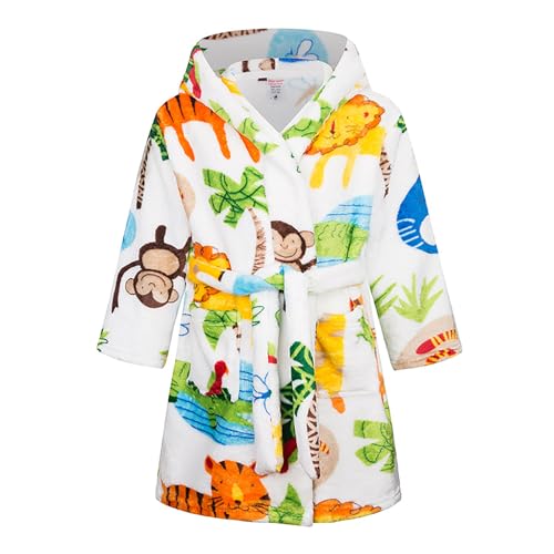 NautySaurs Bademantel für Jungen, weich und warm, mit Kapuze, Flanell-Fleece-Bademantel für Kinder, Tiere, Weiß, 2-3 Years NautySaurs Bademantel für Jungen, weich und warm, mit Kapuze, Flanell-Fleece-Bademantel für Kinder, Tiere, Weiß, 2-3 Years von NautySaurs