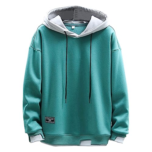 NautySaurs Herren Hoodies Patchwork Hut Einfarbig Bluse Unisex Kapuzenpullover Langarm Pullover Casual Mode Sweatshirt, Grün, S von NautySaurs