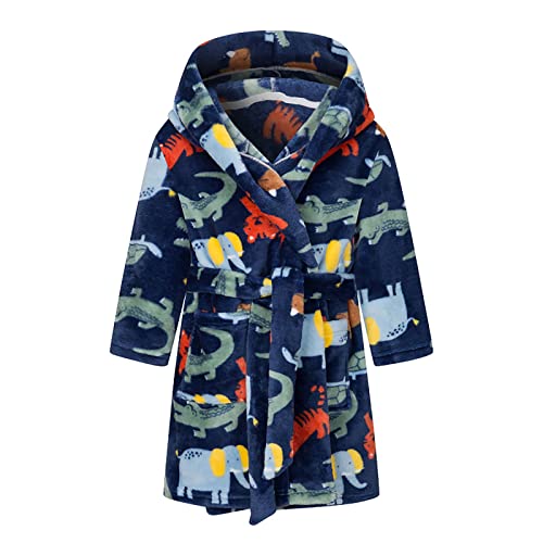 NautySaurs Jungen Bademantel Mädchen Unisex Kinder Bademantel Weich Flanell Fleece Robe für Kinder 1-12 Jahre, Marine Tier, 1-2 Jahre von NautySaurs