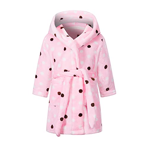 NautySaurs Jungen Bademantel Mädchen Unisex Kinder Bademantel Weich Flanell Fleece Robe für Kinder 1-12 Jahre, Rosa Punkt, 1-2 Jahre von NautySaurs