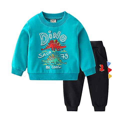 NautySaurs Kinder-Trainingsanzüge für Jungen, Sweatshirts und Hosen, Set mit niedlichen langärmeligen Oberteilen, Dinosaurier-Pullover und Jogginghose, Blau, 1 Jahre von NautySaurs