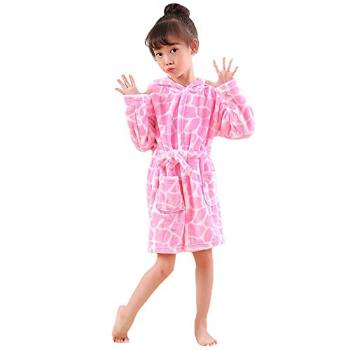 NautySaurs Mädchen Kleid Kleid Kinder Bademantel Weiche Thermal Kapuze Roben für Kleinkind Kinder 1-8 Jahre (Rosa, 3-4 Jahre) von NautySaurs