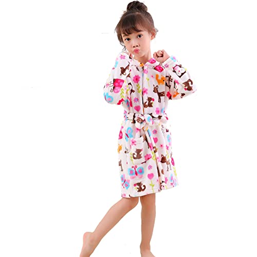 NautySaurs Mädchen Kleid Kleid Kinder Bademantel Weiche Thermische Kapuze Roben für Kleinkind Kinder 1-8 Jahre (Tier, 3-4 Jahre) von NautySaurs