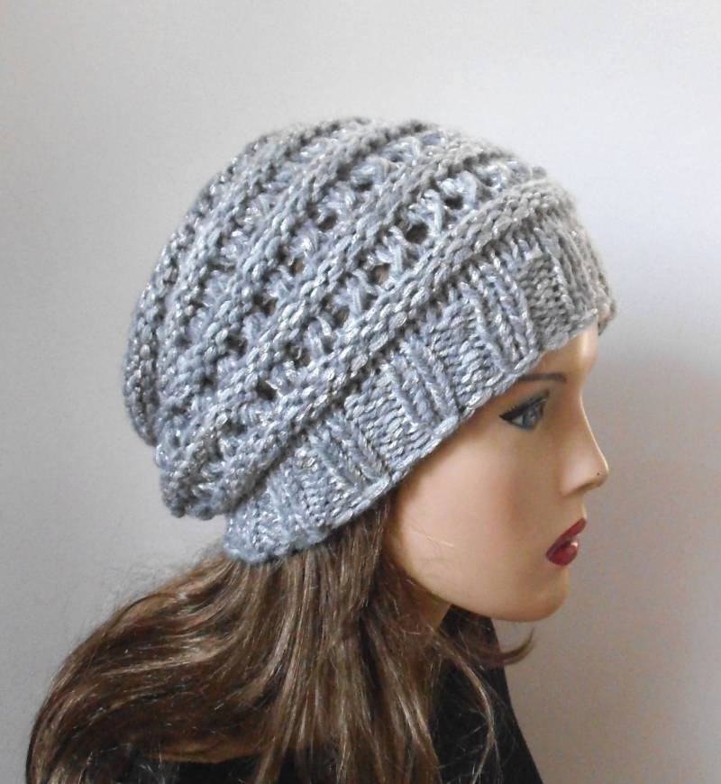 Handgestrickte Wollmütze Hellgraue Winter Beanie von NavaVK