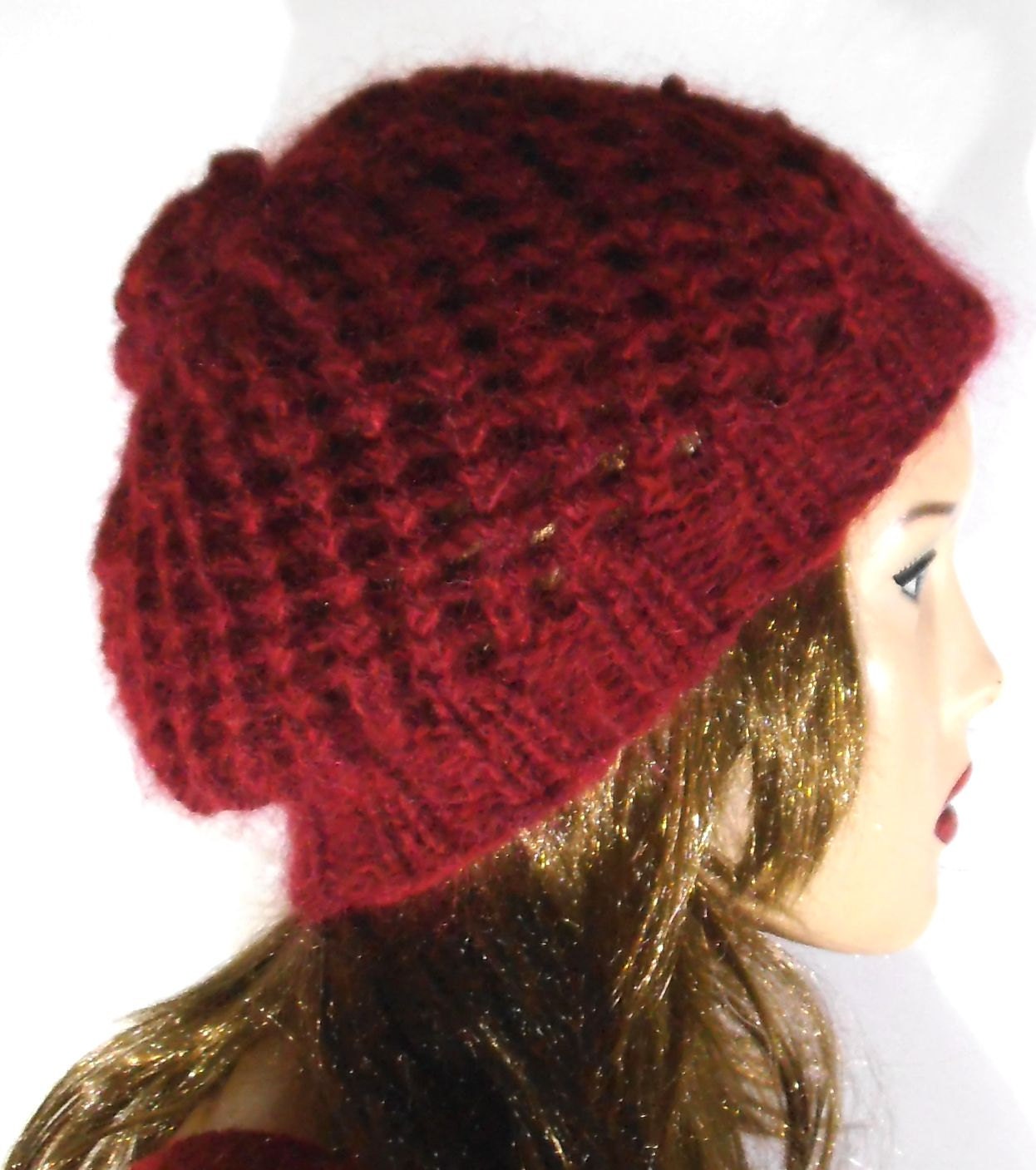 Kirschrote Wollmütze. Hand Gestrickte Mütze. Wintermütze von NavaVK