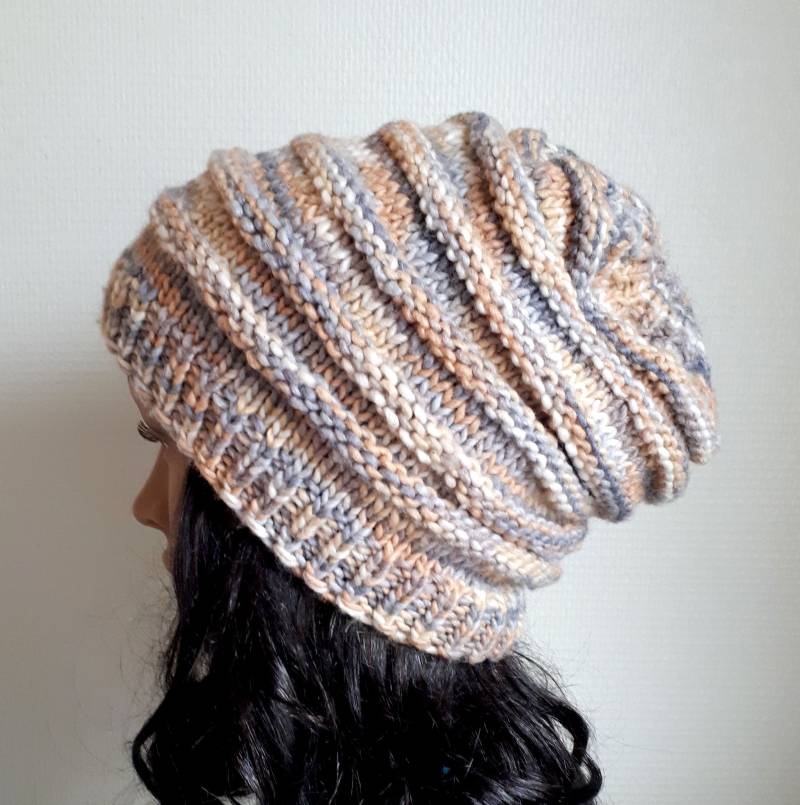 Handgestrickte Wolle Slouchy Beanie, Klobige Wintermütze von NavaVK