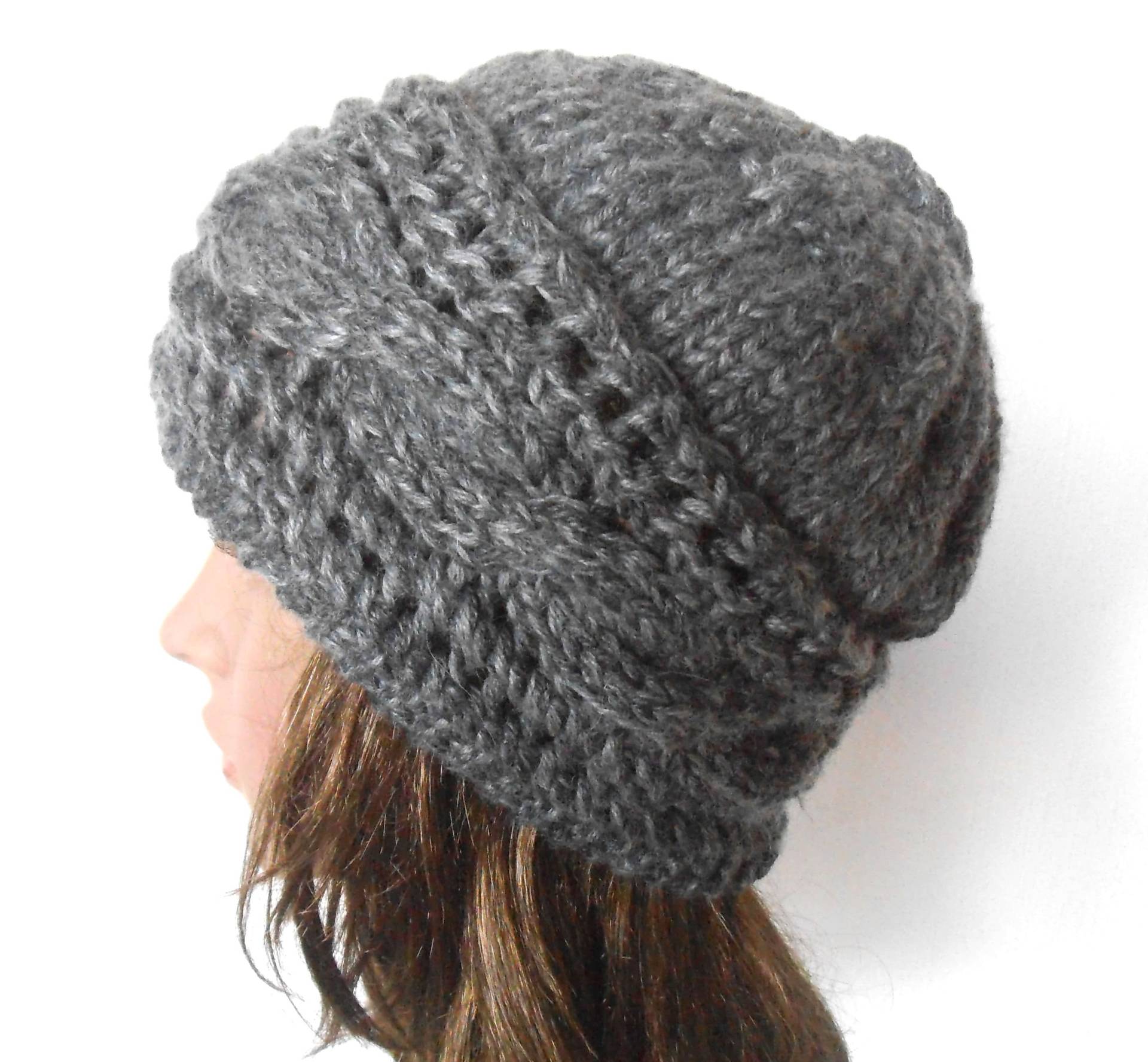 Wollmütze in Grau. Hand Gestrickte Mütze. Wintermütze von NavaVK