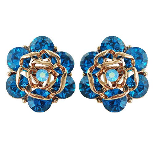 Navachi 18 Karat vergoldet Blätter Blumen Kristall Kristall Zink Kristall Ohrclips Clips, Kristall von Navachi