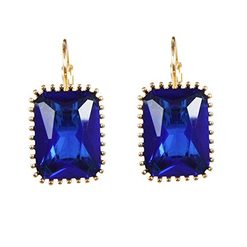 Navachi - Basismetall, vergoldet mit 18 kt Quadratschliff Blue zirkonia von Navachi