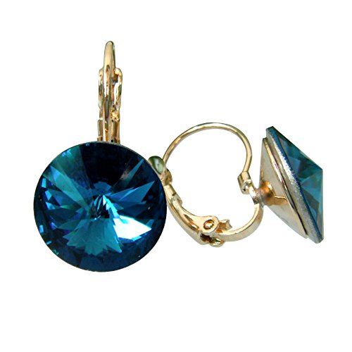 Navachi - Basismetall, vergoldet mit 18 kt Rund Blue Kristall von Navachi