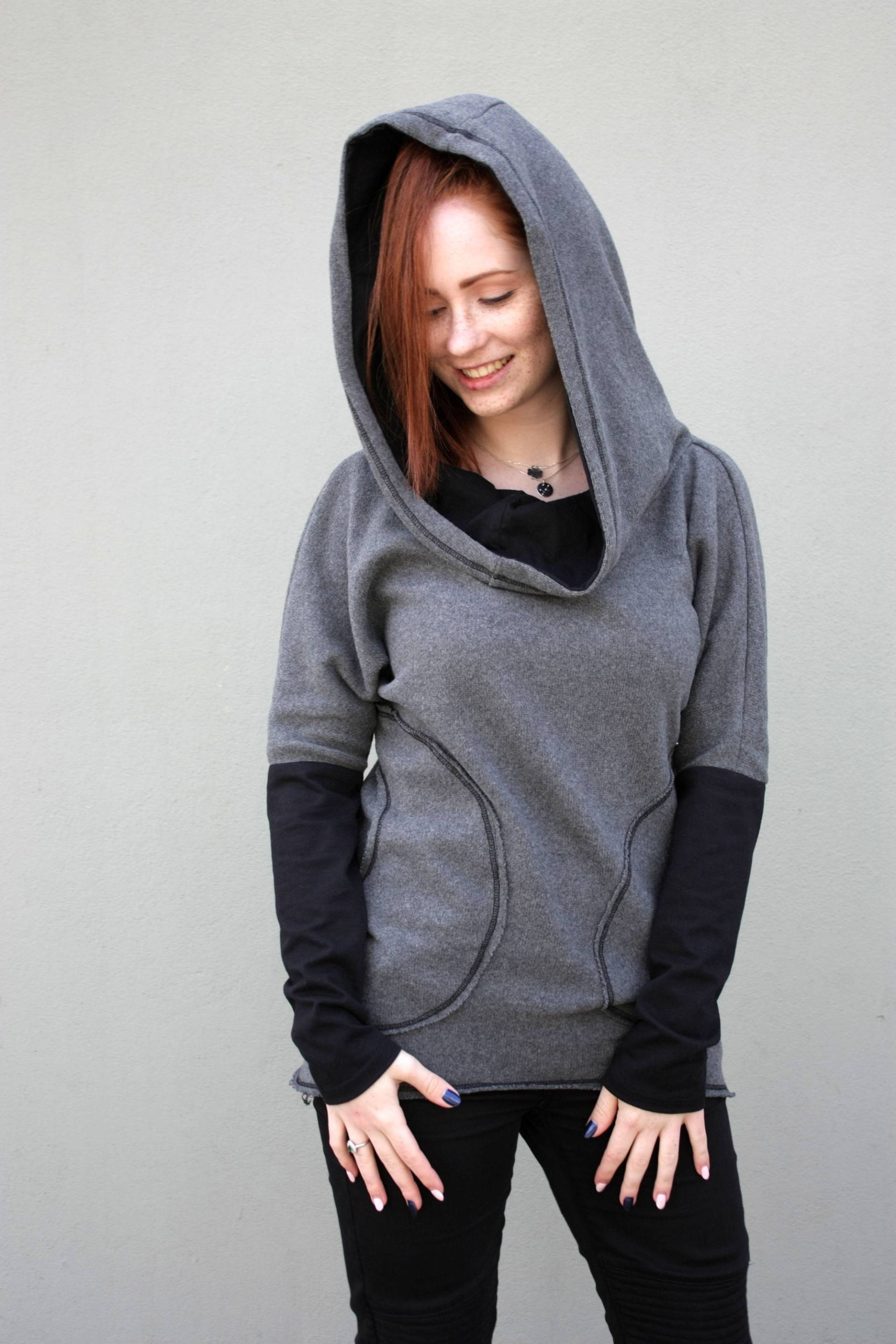 Hoodie Frauen, Kapuzen Sweatshirt, Grauer Hoodie, Plus Größe Gestrickter Frühlingskleidung, Urban Style, Pullover Langarm von NavahoClothing