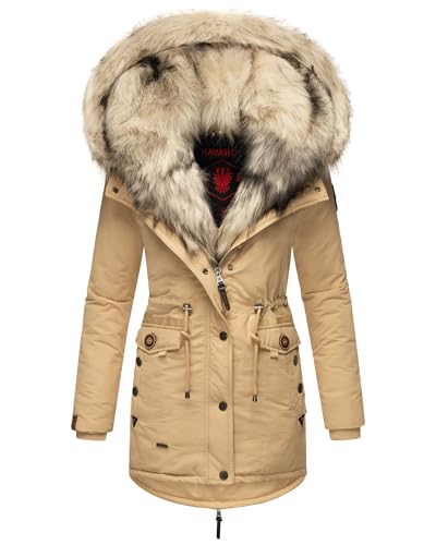 Navahoo 2in1 Damen Winter Jacke Parka Mantel Winterjacke warm Fell B365 [B365-Sweety-Beige-Gr.M] von Navahoo