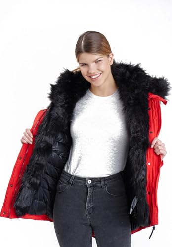 Navahoo 2in1 Damen Winter Jacke Parka Mantel Winterjacke warm Fell B365 [B365-Sweety-Rot-sF-Gr.S] von Navahoo