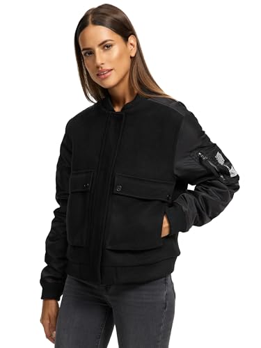 Navahoo Damen Bomberjacke leichte Übergangsjacke mit Ärmelraffung Willstehaben 14 Black Gr. XS von Navahoo