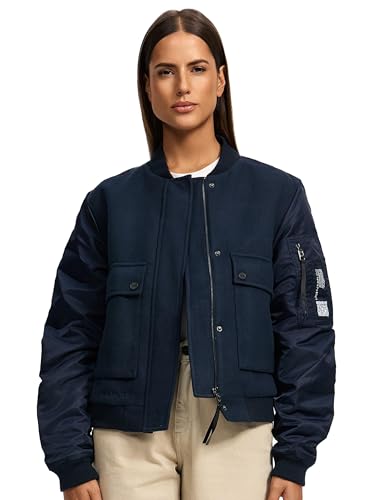 Navahoo Damen Bomberjacke leichte Übergangsjacke mit Ärmelraffung Willstehaben 14 Navy Gr. M von Navahoo