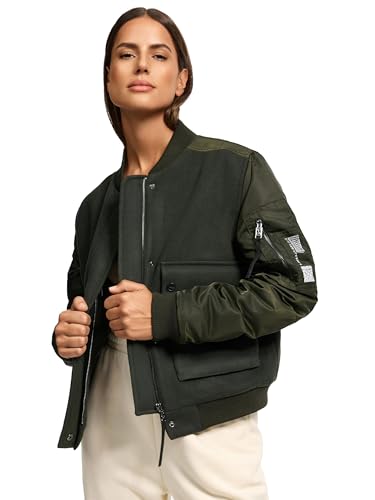 Navahoo Damen Bomberjacke leichte Übergangsjacke mit Ärmelraffung Willstehaben 14 Olive Gr. XL von Navahoo