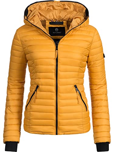 Navahoo Damen Damen leichte Übergangsjacke Steppjacke mit Kapuze Kimuk Gelb Gr. XL von Navahoo