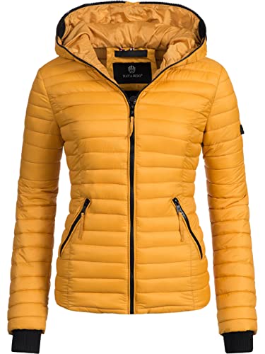 Navahoo Damen Damen leichte Übergangsjacke Steppjacke mit Kapuze Kimuk Gelb Gr. XXL von Navahoo