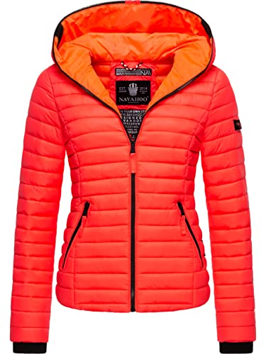 Navahoo Damen Damen leichte Übergangsjacke Steppjacke mit Kapuze Kimuk Neon Coral Gr. XXL von Navahoo