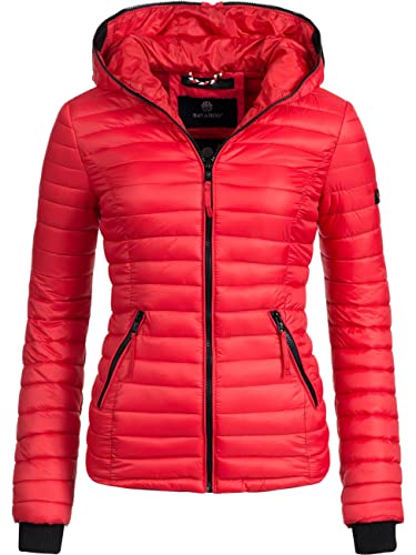 Navahoo Damen Damen leichte Übergangsjacke Steppjacke mit Kapuze Kimuk Rot Gr. L von Navahoo